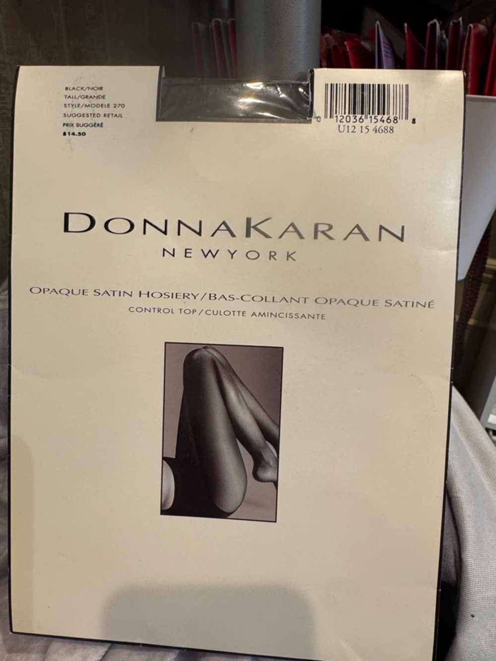 Donna Karan Opaque Satin Hosiery - Black Size Tall